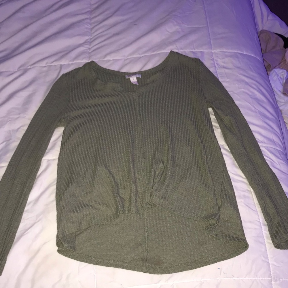Green, Arizona Jean, waffle knitted sweater